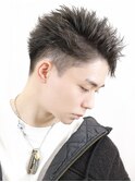 短髪ツイストスパイラルパーマサイドパート刈り上げショート