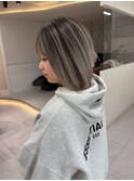 イメチェン外ハネボブ美髪ワイドバングミディアム縮毛矯正ボブ