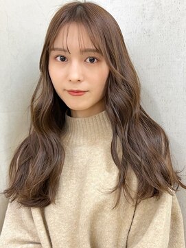 透明感カラー 20代 ベージュカラー 顔周りカット ウェーブヘア
