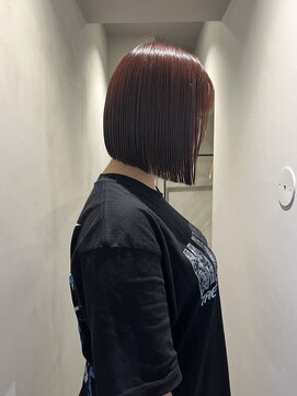 ピンクブラウン×ボブ