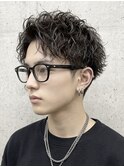 アクティブショートニュアンスパーマ縦落ち波巻きシャドウパーマ