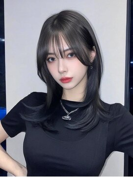 サロンドアイ(salon de i) タイトストレートロング × ブルーブラック