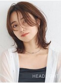 ミディアムレイヤーくびれ顔周り韓国ミルクブラウン小顔似合わせ
