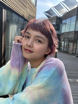 アクアオモテサンドウ(ACQUA omotesando) 束感ショート暖色系ピンクカラー【熊谷安史】５