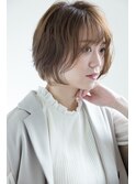 ショートボブ◇ふんわりパーマ◇ナチュラル◇ベージュ