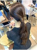 ミディアム顔まわりレイヤー前髪あり透明感カラー20代