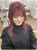 【GLOSS心斎橋】ピンクカラー＋ウルフカット