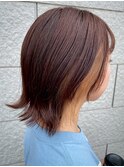 インナーカラーベージュ/切りっぱなしボブ/ピンクブラウン/艶髪