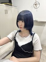 オーセンヘア(AUTHEN.HAIR)&nbsp;髪質改善カラー　ブリーチ1～2回　ネイビーブルー