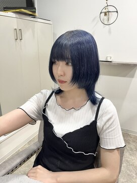 オーセンヘア(AUTHEN.HAIR) 髪質改善カラー ブリーチ1~2回 ネイビーブルー