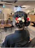 成人式　ヘアセット　ツインおだんご