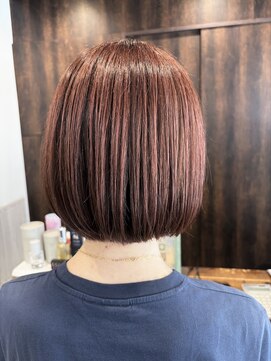 リノナ(Linona) ロングショートワンカールパーマカーキグレージュ前髪錦糸町