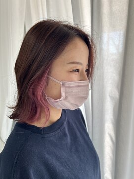 アップル(APPLE) インナーカラー☆ピンク×ピンクブラウン