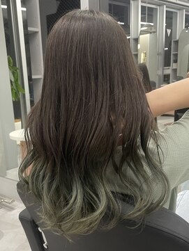 ジエクト カナウ(The Ect canow) オリーブグリーン/ブルーブラウン/裾カラー/レイヤー