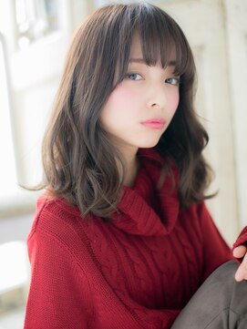 モッズ ヘア 福岡姪浜店(mod's hair) mod's姪浜/斜めバンググレージュアッシュ小顔大人巻きロングh