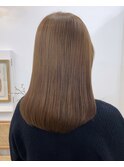 ベージュ ブリーチなしダブルカラー 透明感カラー