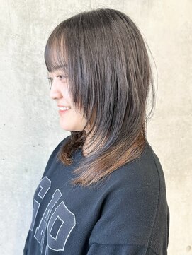 モリオ(morio) ＊顔周りレイヤーロングウルフシースルーバング外ハネ30代40代3