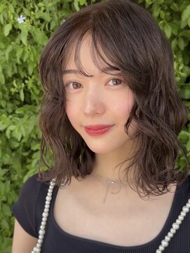 メゾンアクア 表参道(Maison ACQUA) ミディアムパーマデジタルパーマボブパーマチェリーブラウン前髪