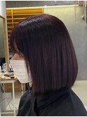 調布黒髪ボブミニボブタッセルボブワンカラーブルーブラック