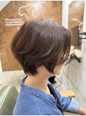 ハンサムショート／ブラウンベージュ／ショートボブ