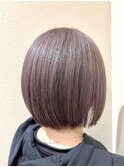 丸みボブ×ラベンダーグレージュ