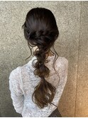 ヘアアレンジヘアセットお呼ばれヘアポニーテール編みおろし