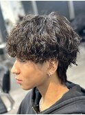 波巻きスパイラルパーマメンズマッシュ無造作パーマ