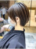 似合わせショートボブ30代40代50代前下がり小顔銀座丸顔面長黒髪