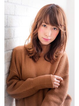 エルデ ナインズ ヘアー スタンド 川口店(elde 9's HAIR STAND) 77モーブカラーのワイドバングで大人かわいいくびれミディ 川口