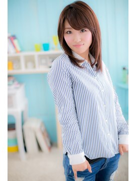 ミック 日暮里店(miq) 斜めバングのナチュラル★好感セミディ