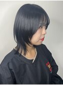 ミディアムウルフロングウルフカット顔まわりレイヤーカット