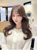 ブリーチなしミルクティーベージュ　前髪顔まわりレイヤーカット