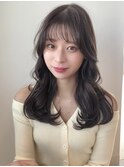 韓国レイヤーロング美髪グレージュアッシュインナーグレージュ