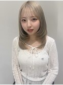 デザインカラーハイトーン前髪ぱっつんボブイメチェン10代20代