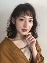 大人かわいい/フリンジウェーブ/ココアブラウン/ミディ