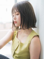 シースルーバング × オリーブベージュ 外ハネボブ　韓国風