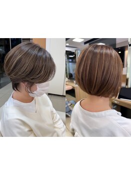 <大人女性にも好評>白髪ぼかしハイライトで透明感×大人上品styleを[茅ヶ崎/レイヤーカット/men's/学割U24]