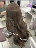 ミルクティーベージュ　ワンホンヘア　ブリーチなしカラー