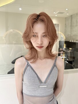 ロンド レア 天神大名店(Lond Le’a) 髪質改善メルティーオレンジベージュ小顔ウルフレイヤー