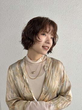 ホヌア(hoNua.) ボブパーマ×顔まわりレイヤーでニュアンスオシャレヘア