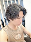 Haleブルーブラックフェザーパーマサーフカールニュアンスパーマ