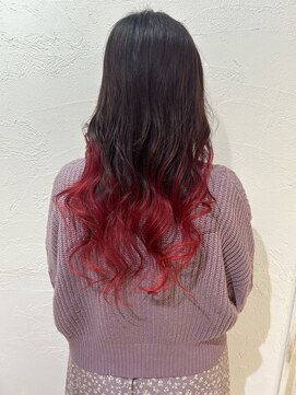 アジールヘア 池袋東口店(agir hair) ブリーチ&ダブルカラーグラデーションレッド池袋東口