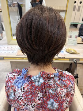 アッシュ 仙川店(Ash) 脱白髪染め丸みショート白髪ぼかしハイライト40代50代60代