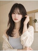 韓国風ロングレイヤー/顔まわりレイヤー/オリーブベージュ