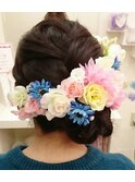 成人式編み込みアップヘア☆+°