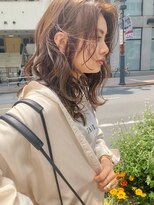 ラル 立川(lar)&nbsp;フリンジウェーブ_ オリーブカラーハイライトカラードレスヘア