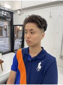 オールバック系パーマ