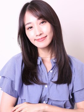 バーニー(BARNEY) 大人かわいい斜めバンググレージュカラー美髪セミロング0805