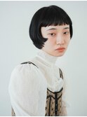 マッシュボブ　前上がりボブ　黒髪