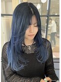 韓国風レイヤーカット×ネイビーカラー